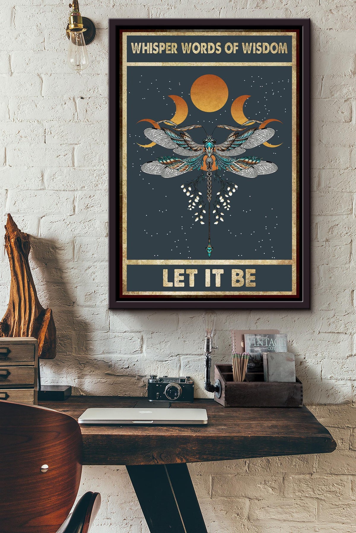 Let It Be Dragonfly Motivation Quote For Dreamer Home Decor Housewarming Framed Canvas
