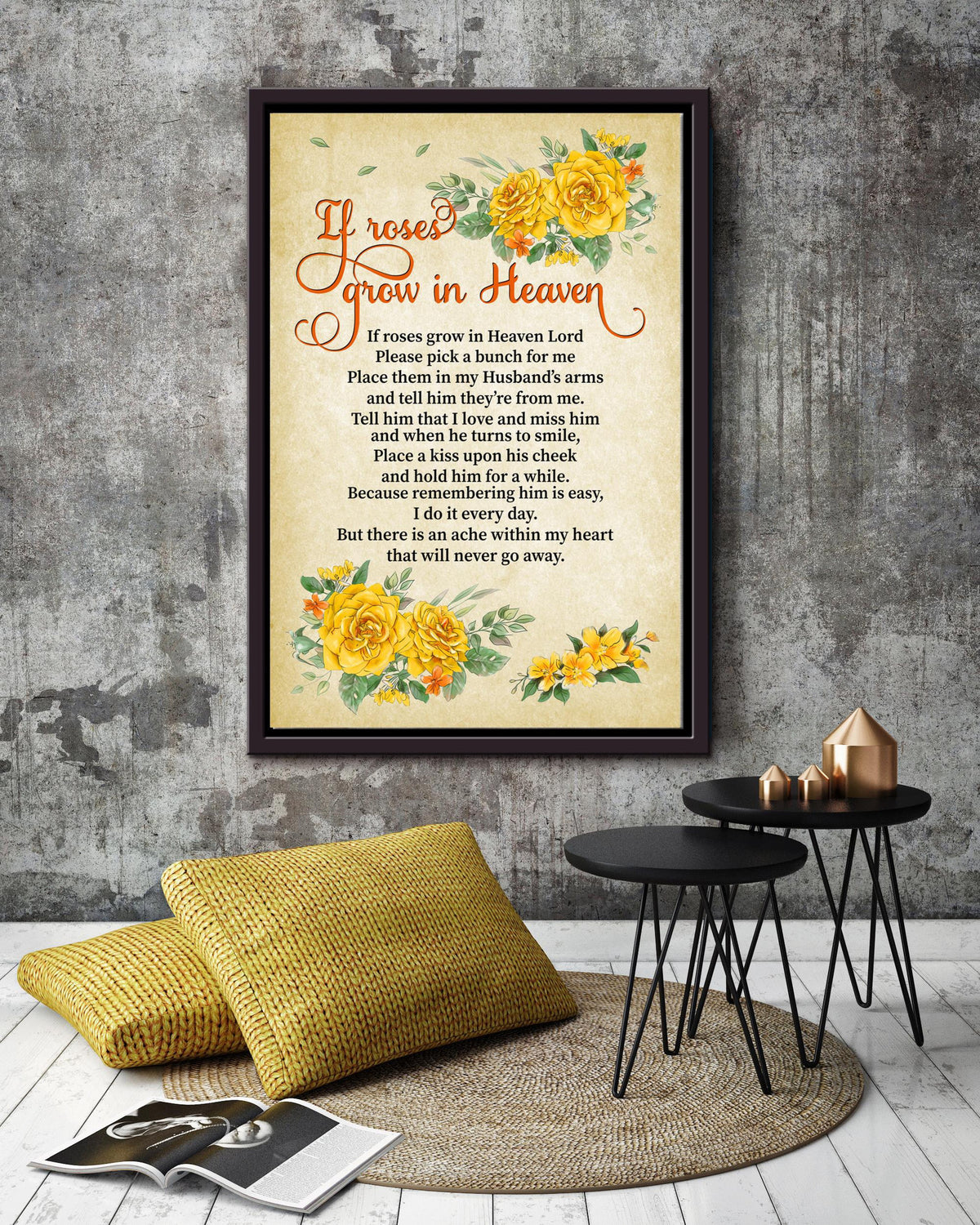 If Roses Grow In Heaven Memorial Quote Wall Art Gift For Christant Memorial Day Framed Canvas Framed Prints, Canvas