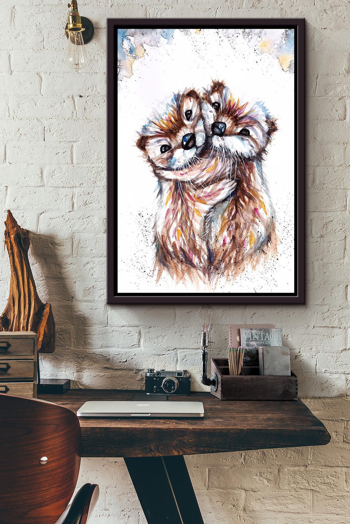 Cute Otter Couple Gift For Husband And Wife In Wedding Anniversary Valentine Framed Canvas