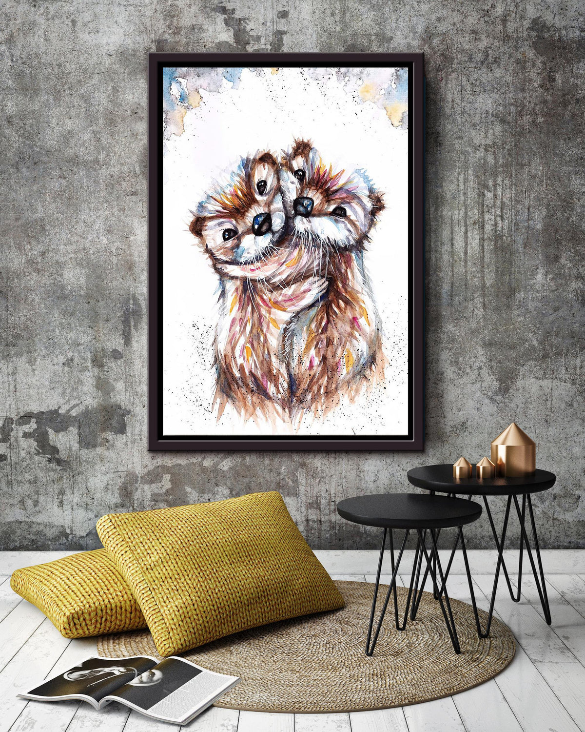 Cute Otter Couple Gift For Husband And Wife In Wedding Anniversary Valentine Framed Canvas