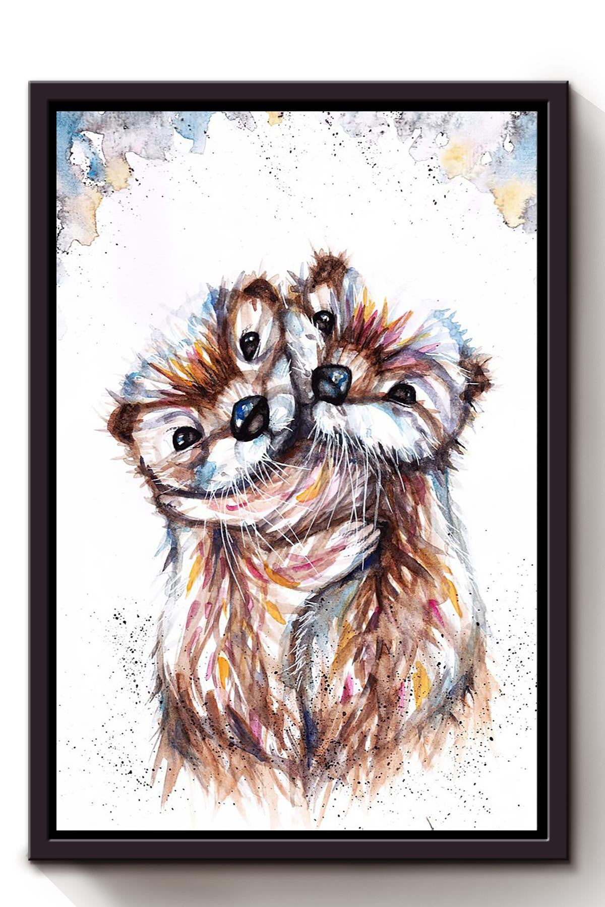 Cute Otter Couple Gift For Husband And Wife In Wedding Anniversary Valentine Framed Canvas