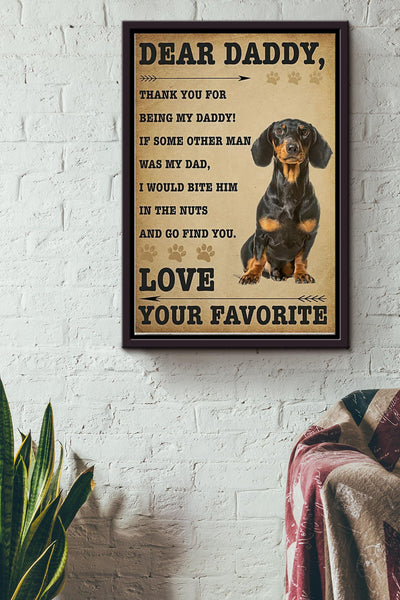 Dear Daddy Thank You For Being My Dad Poster - Fatherhood Wall Art - Gift For Father Dad Daddy Papa Father Day Dad Birthday Home Decor Livingroom Decor Framed Matte Canvas Framed Prints, Canvas