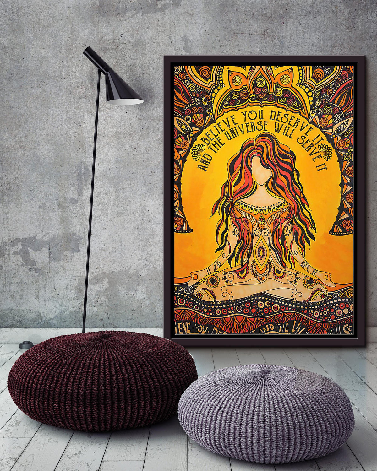 Law Of Attraction Hippie Soul Print For Vintage Yoga Girl Gift Framed Canvas
