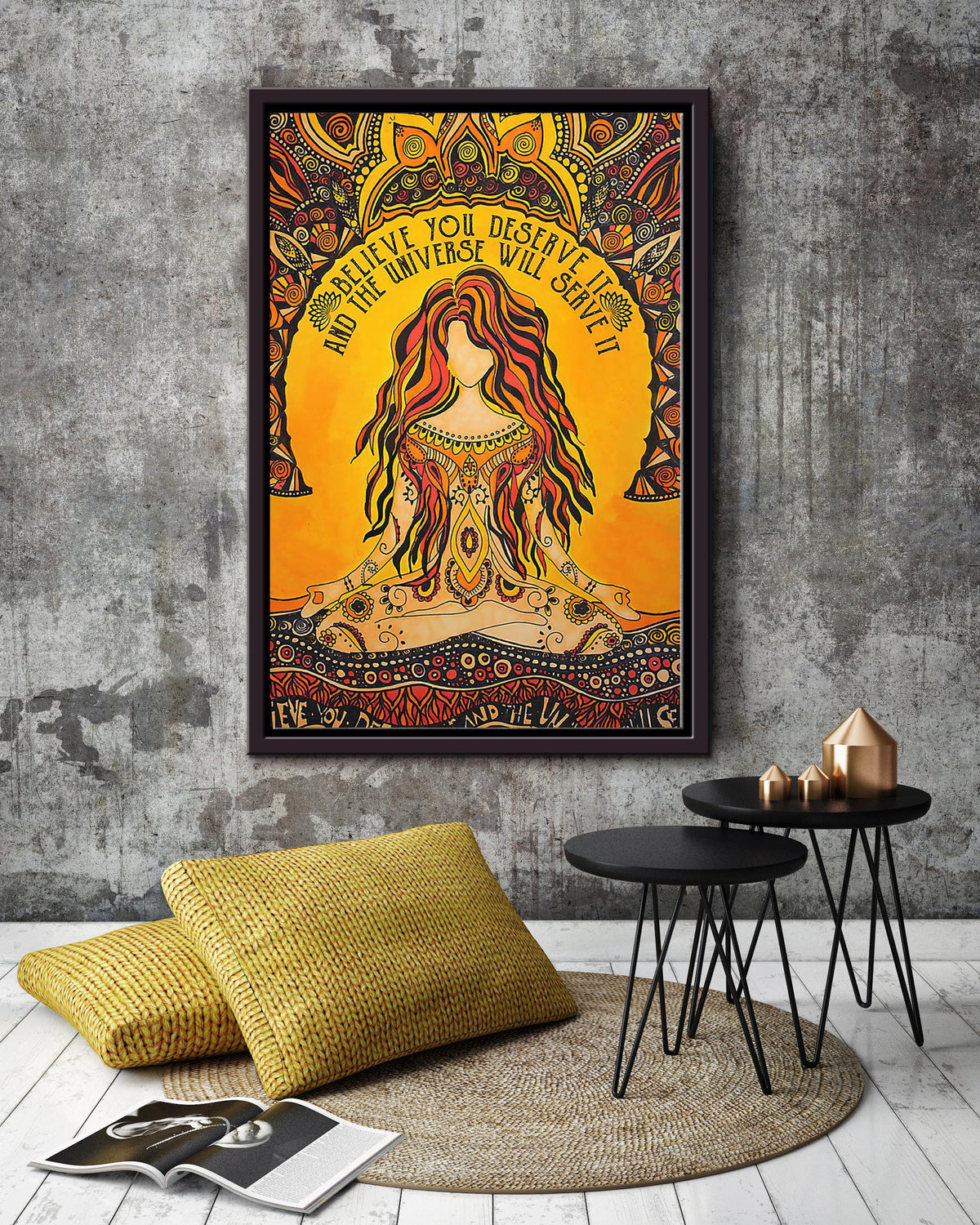 Law Of Attraction Hippie Soul Print For Vintage Yoga Girl Gift Framed Canvas