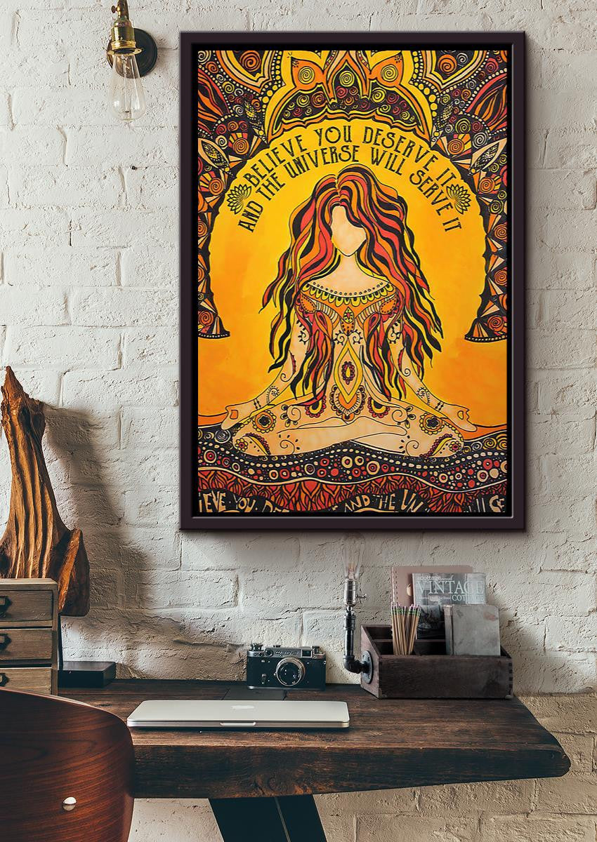 Law Of Attraction Hippie Soul Print For Vintage Yoga Girl Gift Framed Canvas