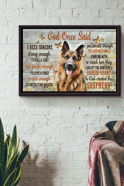 God Created The Best German Shepherd Poster n Framed Matte Canvas