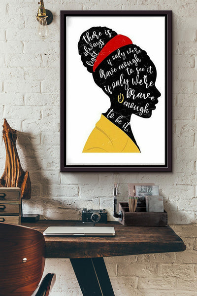 Amanda Gorman Portrait Poster There Is Always Light Typography Inspirational Framed Matte Canvas
