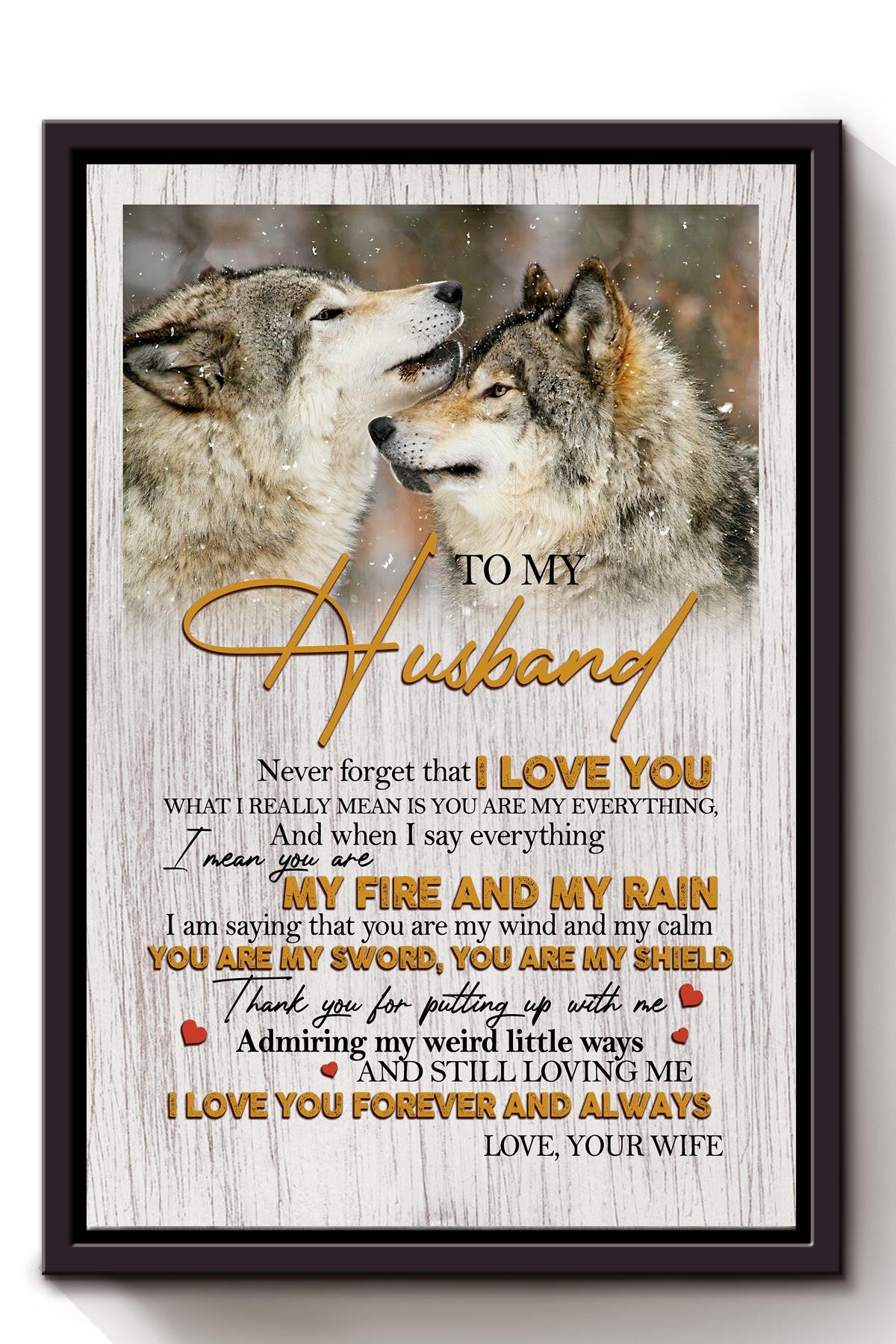 Loving Letter From Wife To Husband Gift For Valentine Wedding Anniversary Framed Canvas