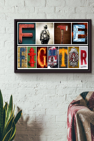 Firefighter Symbolic Letters Poster n Framed Matte Canvas