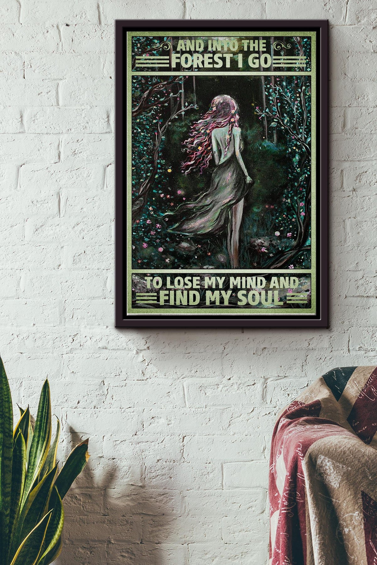 Into Forest I Go To Lose My Mind And Find My Soul Vintage Poster - Decor Wall Art - Gift For Girl Hippie Traveling Lover Forest Lover Nature Lover Framed Matte Canvas Framed Prints, Canvas