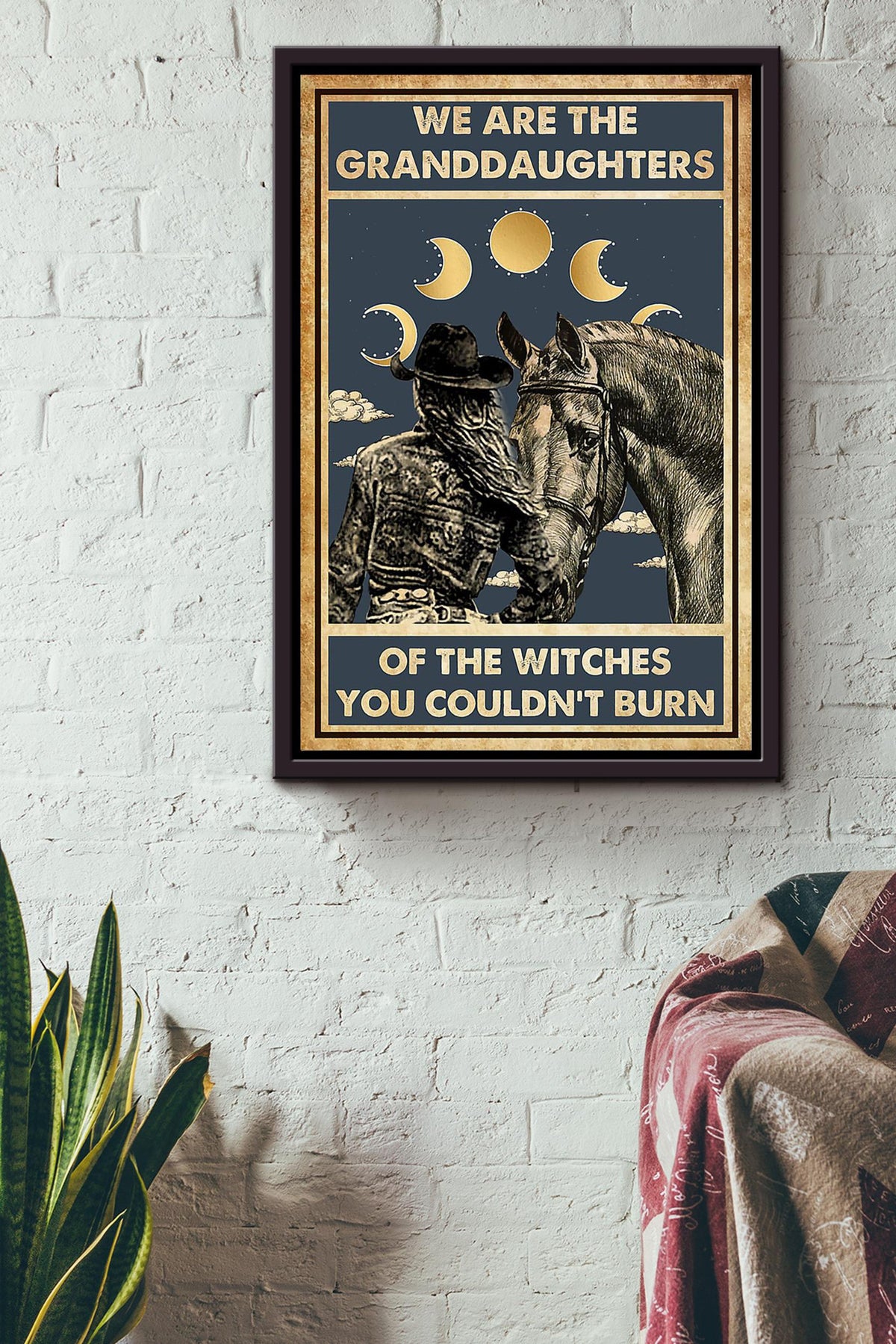 Granddaughter Of Witches Cowgirl Halloween Wall Decor Gift For Pumpkin Carving Ideas Halloween Decorations Haunted Houses Framed Canvas