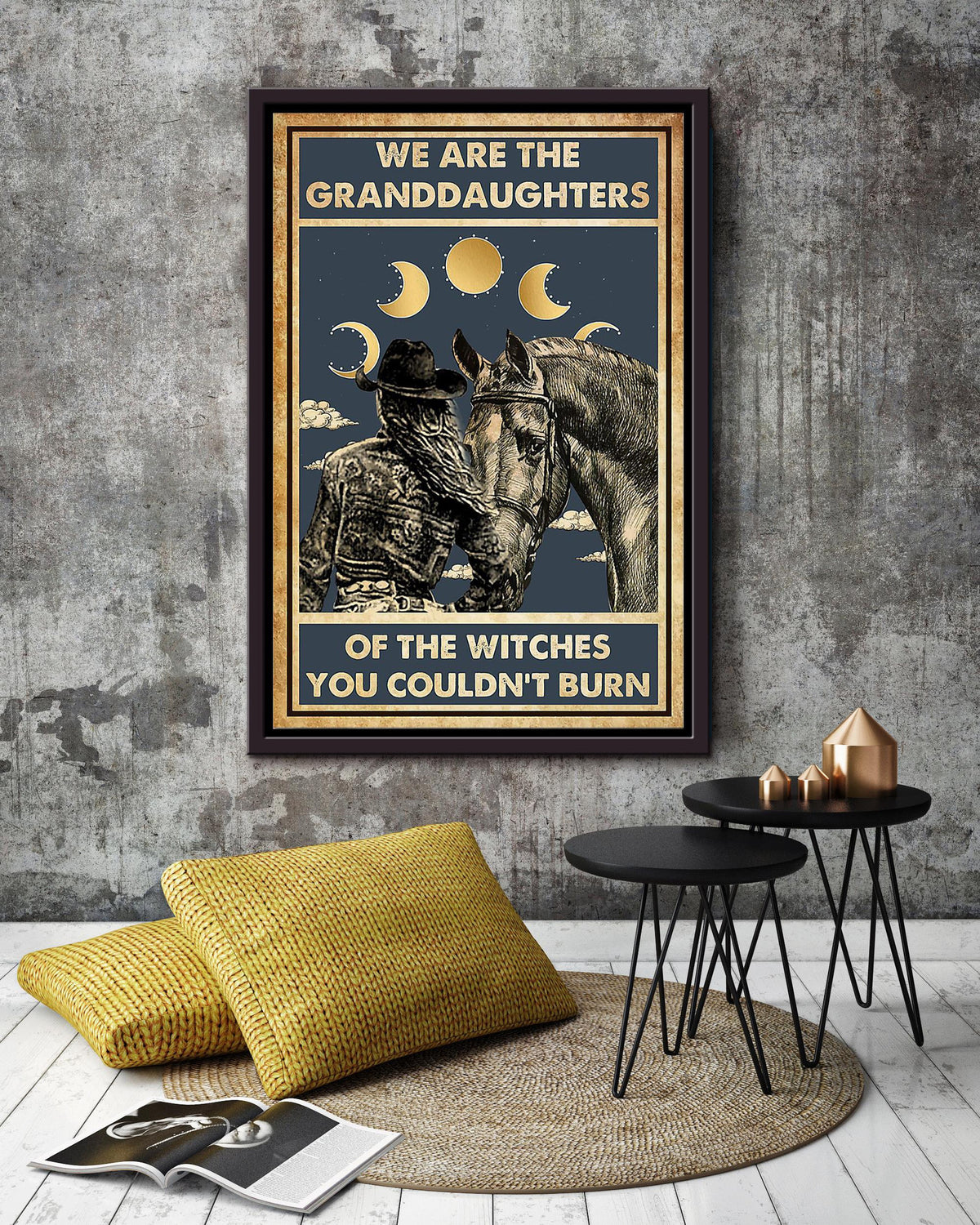 Granddaughter Of Witches Cowgirl Halloween Wall Decor Gift For Pumpkin Carving Ideas Halloween Decorations Haunted Houses Framed Canvas