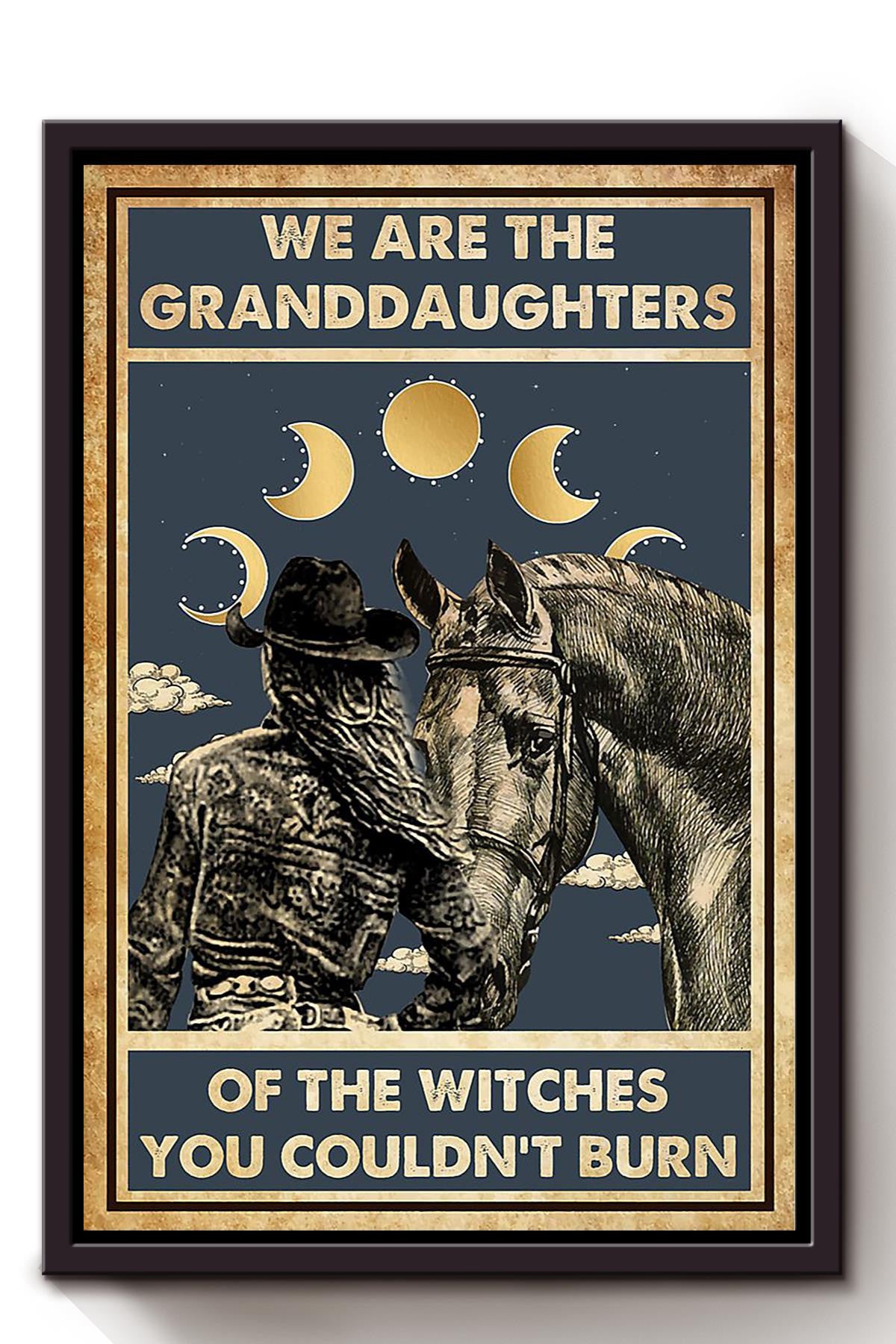 Granddaughter Of Witches Cowgirl Halloween Wall Decor Gift For Pumpkin Carving Ideas Halloween Decorations Haunted Houses Framed Canvas