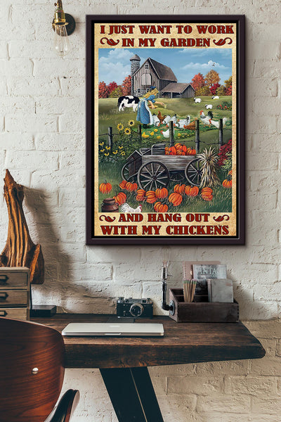 I Just Want To Work In My Garden Poster Gardening Wall Art For Home Farmhouse Decor Housewarming Framed Canvas Framed Prints, Canvas