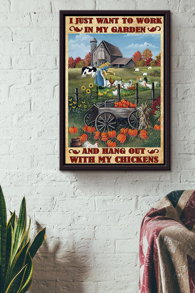 I Just Want To Work In My Garden Poster Gardening Wall Art For Home Farmhouse Decor Housewarming Framed Canvas Framed Prints, Canvas