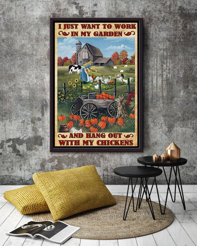 I Just Want To Work In My Garden Poster Gardening Wall Art For Home Farmhouse Decor Housewarming Framed Canvas Framed Prints, Canvas