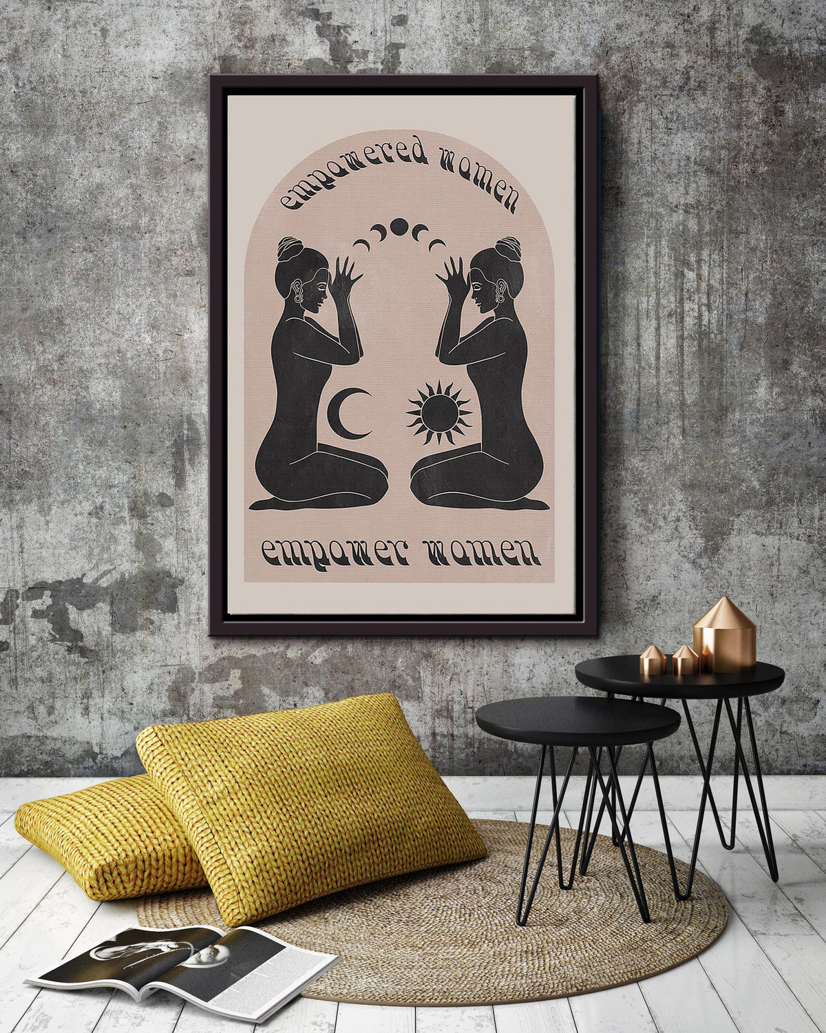 Empowered Women Spiritual Feminism For Vintage Yoga Girl Gift Yoga Studio Decor Framed Canvas