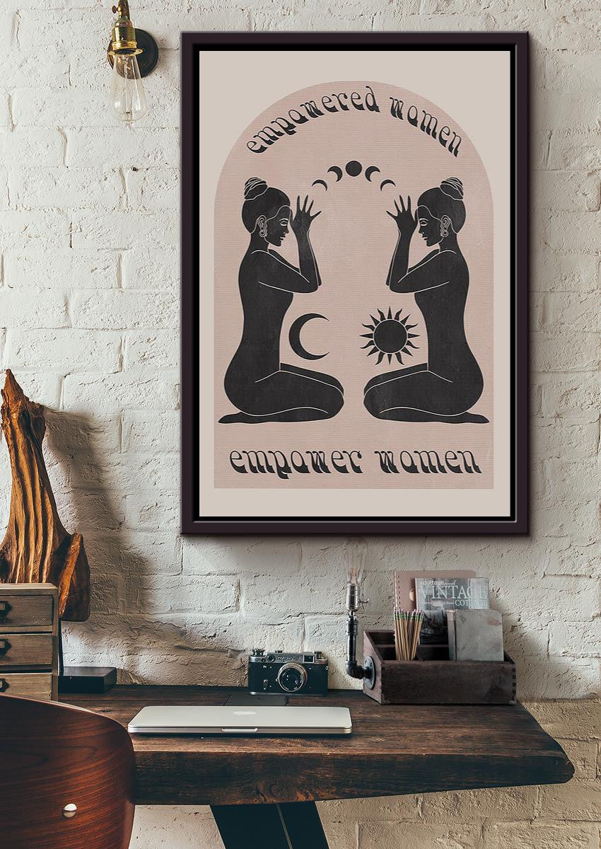 Empowered Women Spiritual Feminism For Vintage Yoga Girl Gift Yoga Studio Decor Framed Canvas