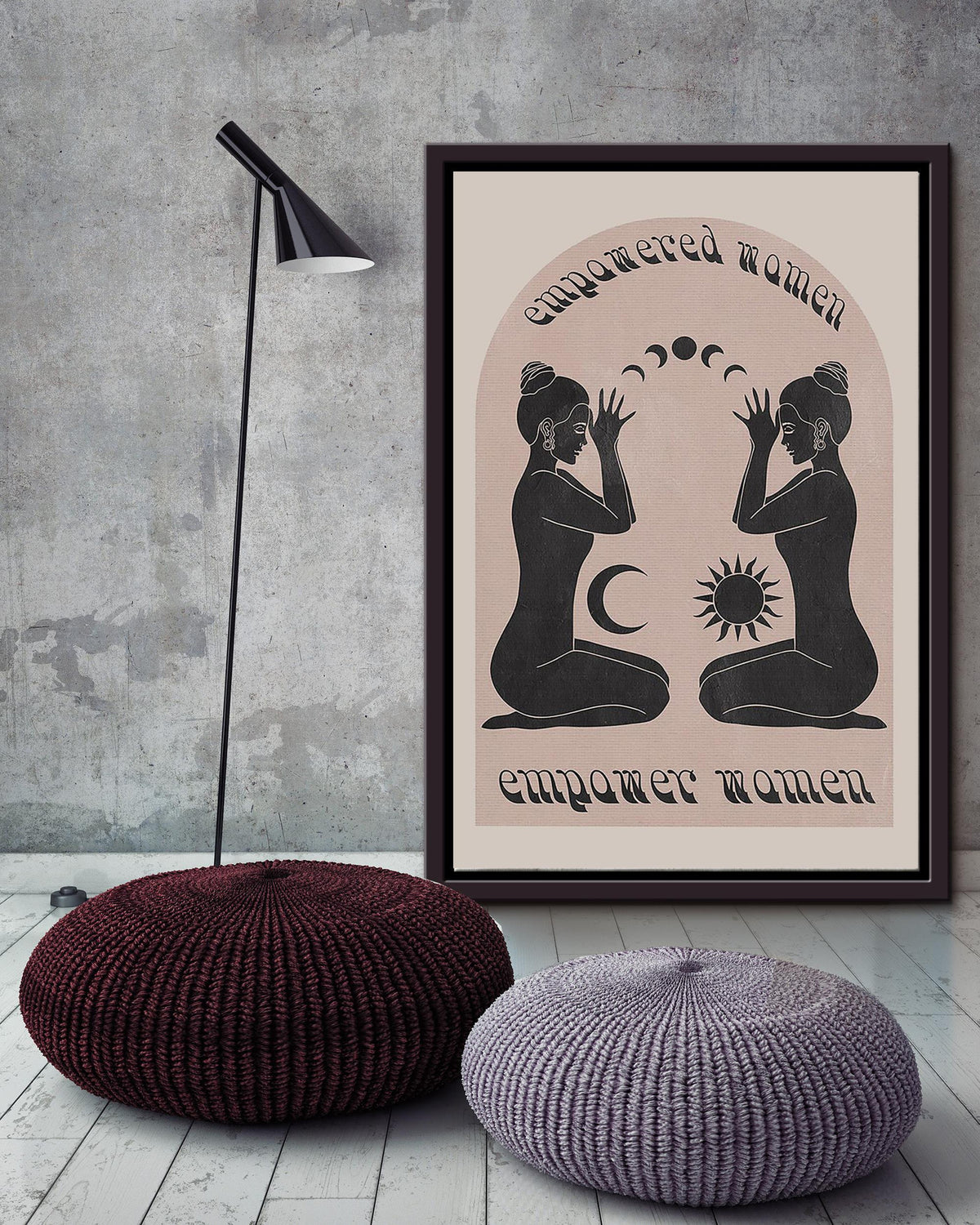 Empowered Women Spiritual Feminism For Vintage Yoga Girl Gift Yoga Studio Decor Framed Canvas
