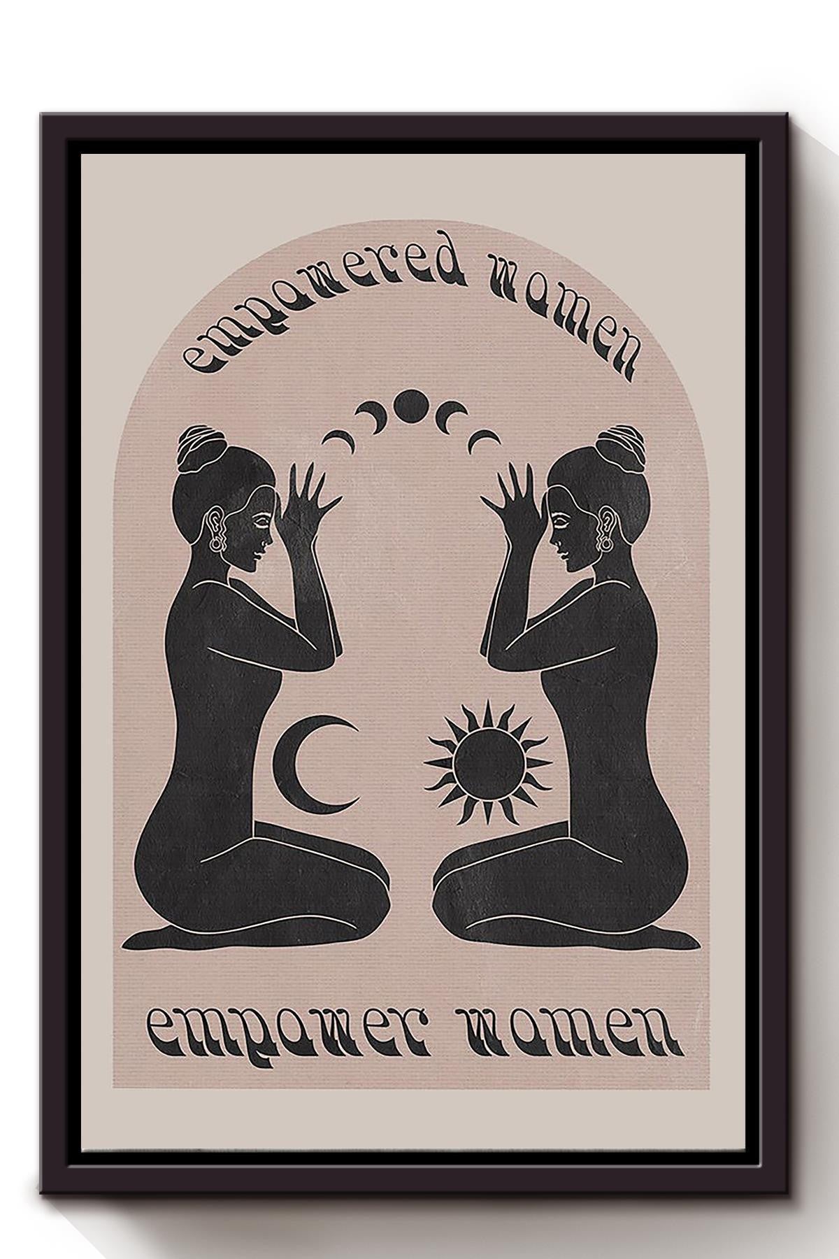 Empowered Women Spiritual Feminism For Vintage Yoga Girl Gift Yoga Studio Decor Framed Canvas