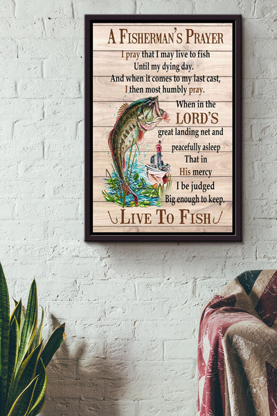 A Fisherman's Prayer Poster Christian Wall Art Gift For Fisherman, Fishing Out Lover, God Believer Framed Canvas Framed Prints, Canvas