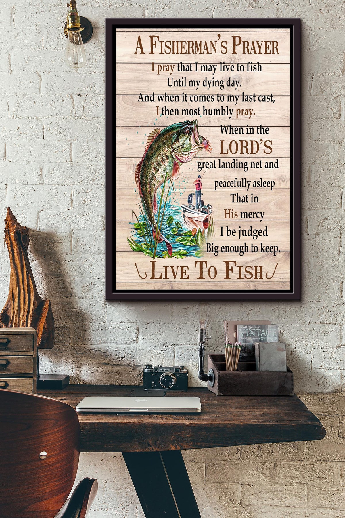 A Fisherman's Prayer Poster Christian Wall Art Gift For Fisherman, Fishing Out Lover, God Believer Framed Canvas Framed Prints, Canvas