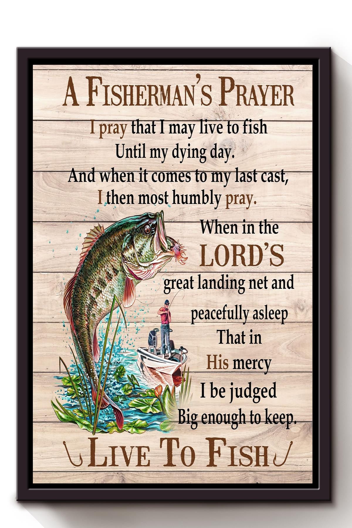 A Fisherman's Prayer Poster Christian Wall Art Gift For Fisherman, Fishing Out Lover, God Believer Framed Canvas Framed Prints, Canvas