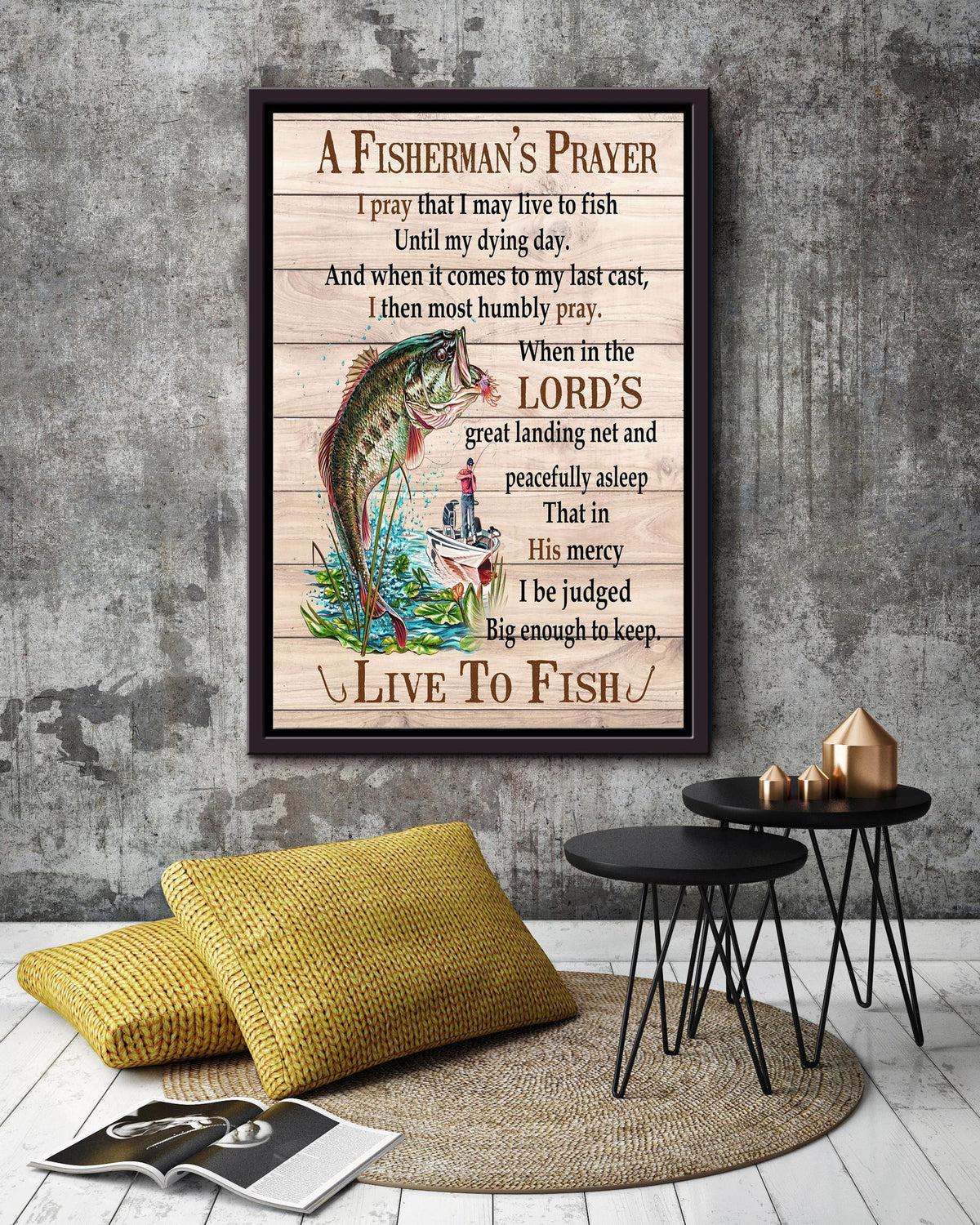 A Fisherman's Prayer Poster Christian Wall Art Gift For Fisherman, Fishing Out Lover, God Believer Framed Canvas Framed Prints, Canvas
