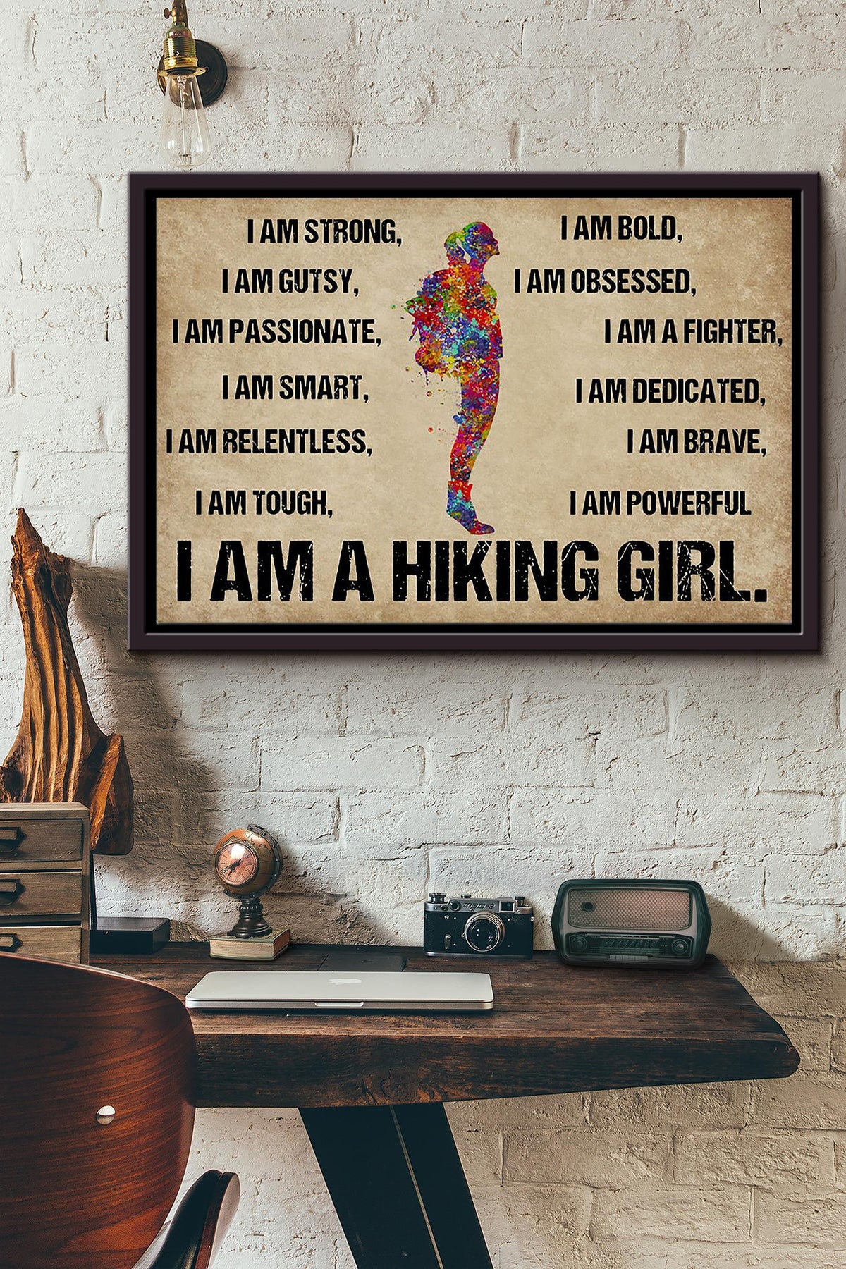 Hikers Gift - I Am A Hiking Girl n Framed Matte Canvas