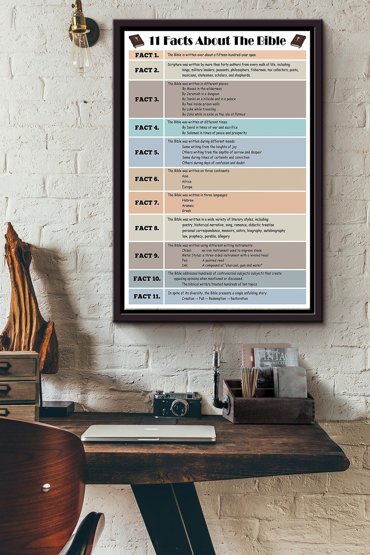 11 Facts About The Bible Poster Framed Matte Canvas