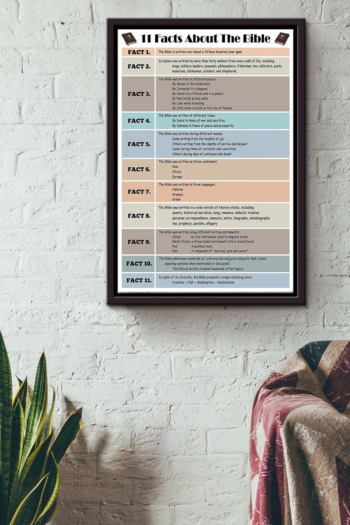11 Facts About The Bible Poster Framed Matte Canvas