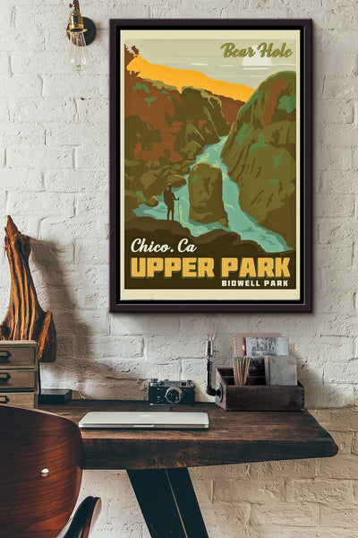 Bear Hole In Chico California Upper Bidwell Park Poster - Traveling Wall Art - Gift For Tourist Souvenir Traveling Lover Framed Matte Canvas Framed Prints, Canvas