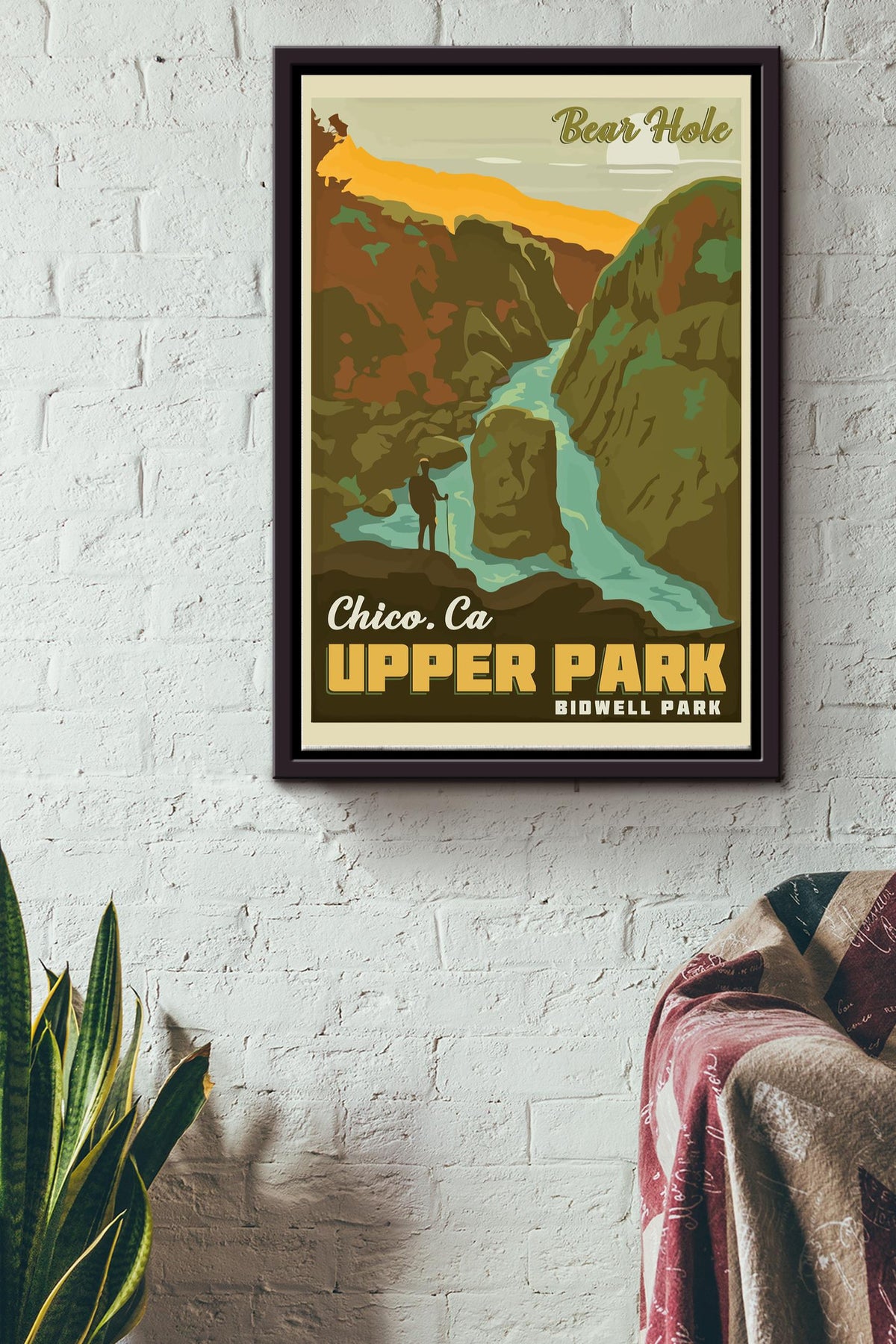 Bear Hole In Chico California Upper Bidwell Park Poster - Traveling Wall Art - Gift For Tourist Souvenir Traveling Lover Framed Matte Canvas Framed Prints, Canvas