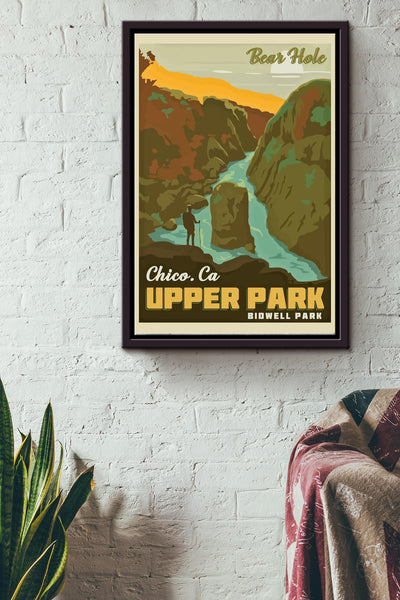 Bear Hole In Chico California Upper Bidwell Park Poster - Traveling Wall Art - Gift For Tourist Souvenir Traveling Lover Framed Matte Canvas Framed Prints, Canvas