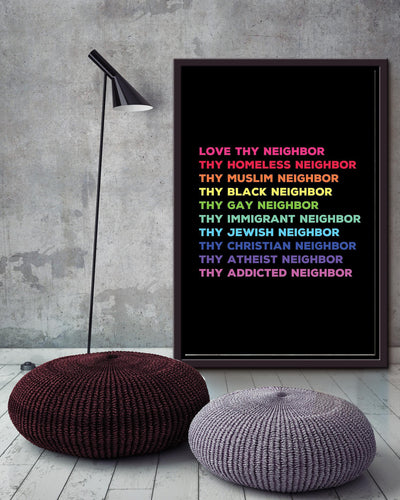 Love Thy Neighbor Equality Wall Art For Home Kids room Decor Framed Matte Canvas Framed Prints, Canvas