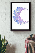 Butterfly Moon Pastel Color Poster Framed Matte Canvas