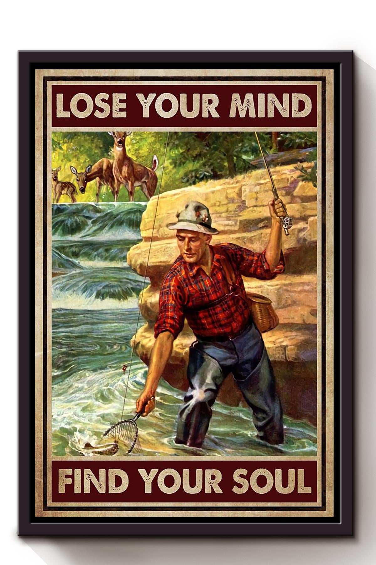 Lose My Mind And Find My Soul Forest Fishing Wall Art Gift For Equestrian Fishing Lover Nature Lover Framed Canvas Framed Prints, Canvas