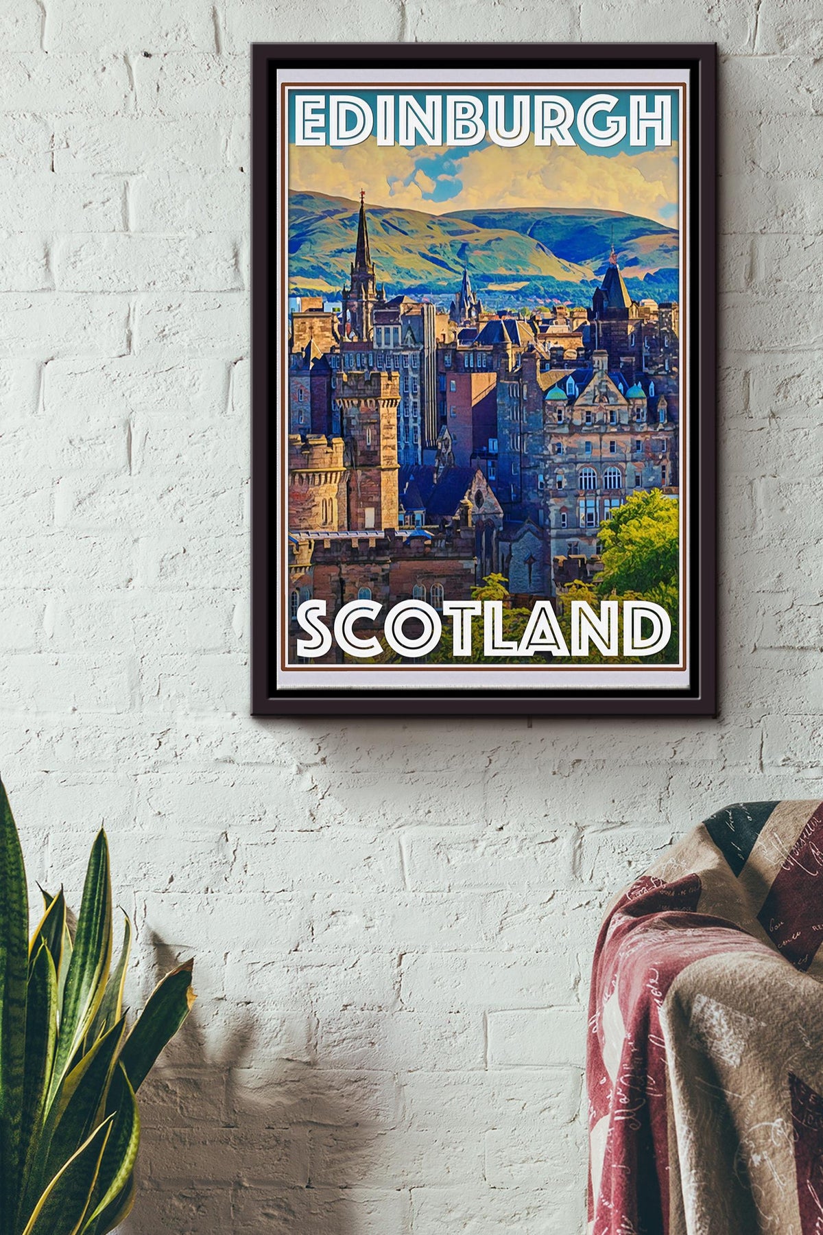 Endinburgh Travel Print Poster - Traveling Knowledge Wall Art - Gift For Tourists Traveling Lover Scotist Framed Matte Canvas Framed Prints, Canvas