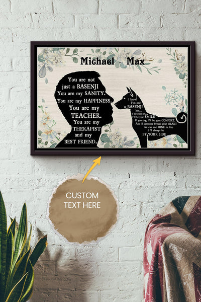 Basenji Boy Therapist Best Friend Personalized Poster - Animal Wall Art - Gift For Dog Lover Dog Foster Puppy Fan Framed Matte Canvas Framed Prints, Canvas