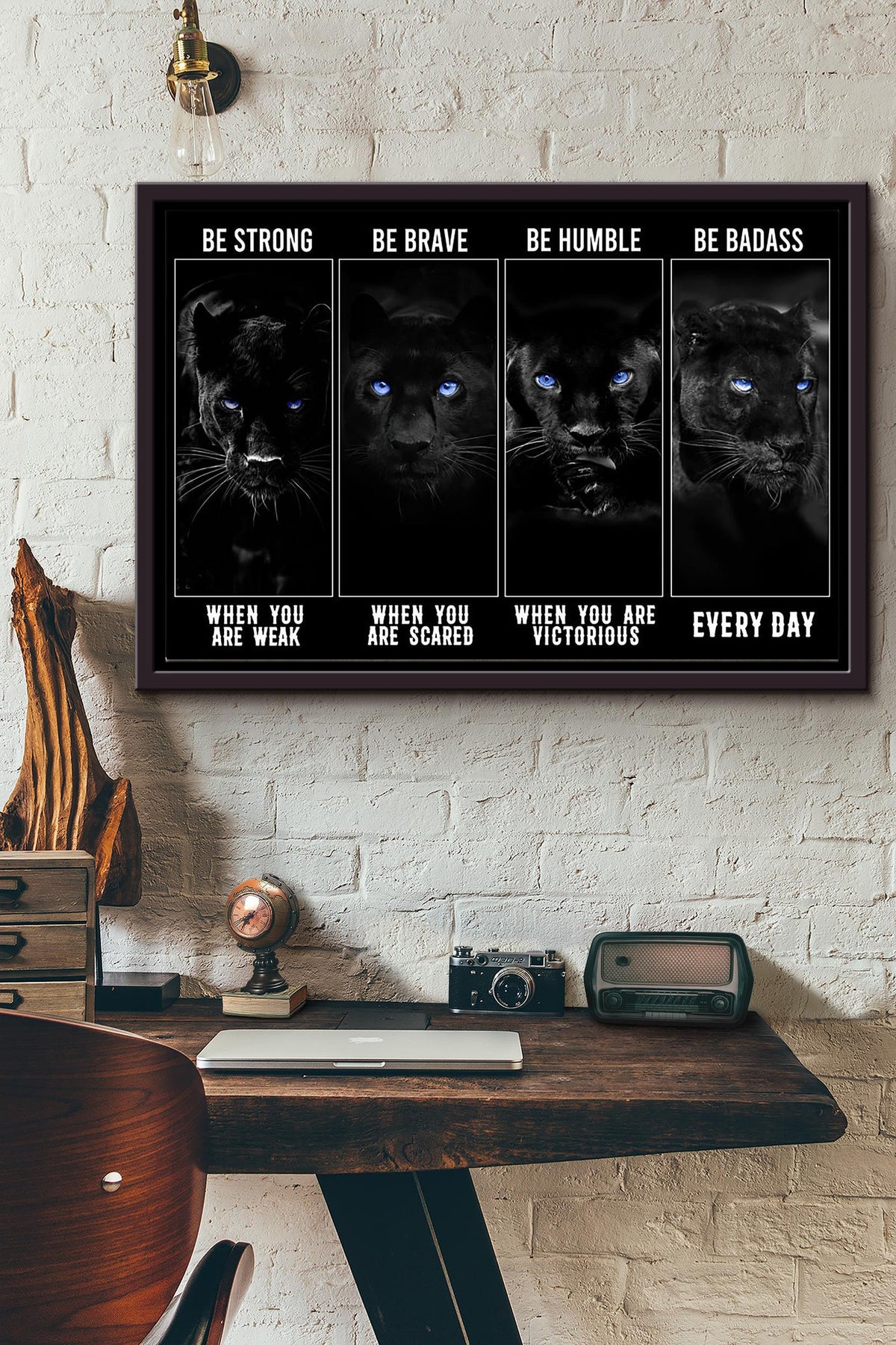 Be Strong Be Brave Be Humble Be Badass Black Panthers Poster n Framed Matte Canvas