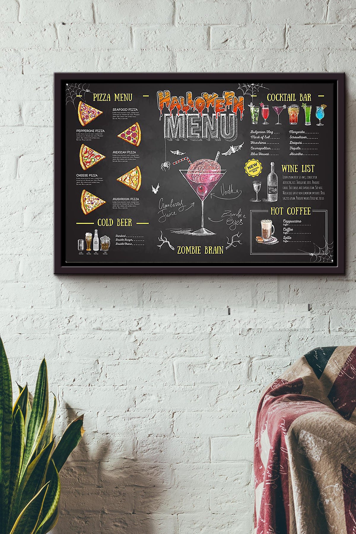 Bartender Halloween Menu n Framed Matte Canvas