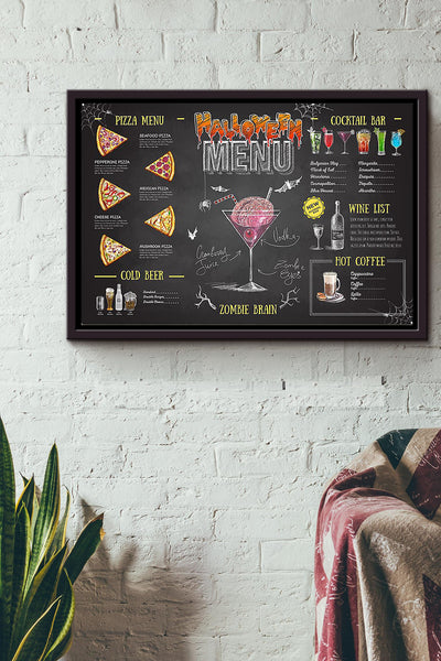 Bartender Halloween Menu n Framed Matte Canvas