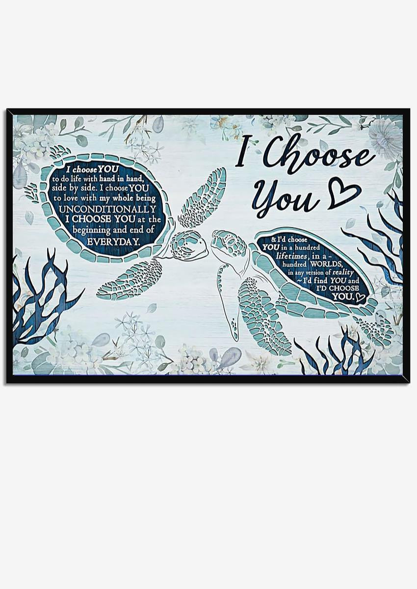 I Choose You Loving Quote Wedding Vows Wall Art Gift For Valentine Wedding Anniversary Framed Prints, Canvas