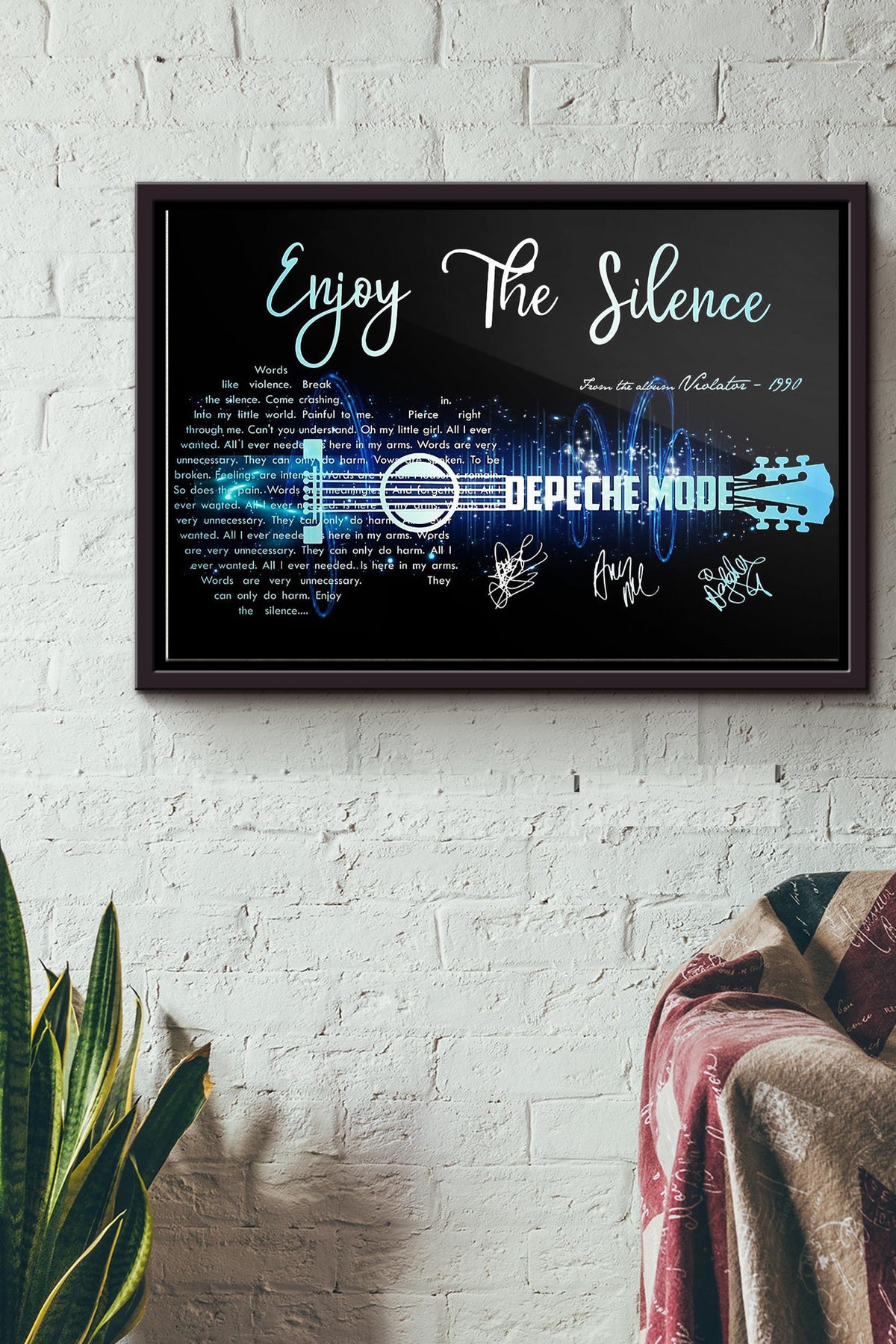 Enjoy The Silence Depeche Mode Signature Guitar Poster n Framed Matte Canvas