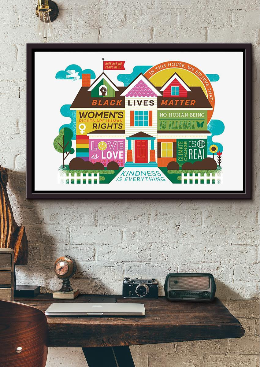 In This House We Believe Teacher Wall Art Gift For Teacher Tutor Framed Prints, Canvas