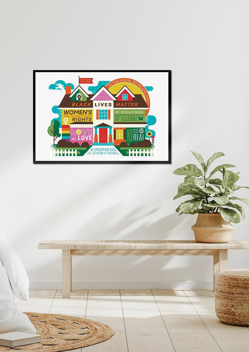 In This House We Believe Teacher Wall Art Gift For Teacher Tutor Framed Prints, Canvas
