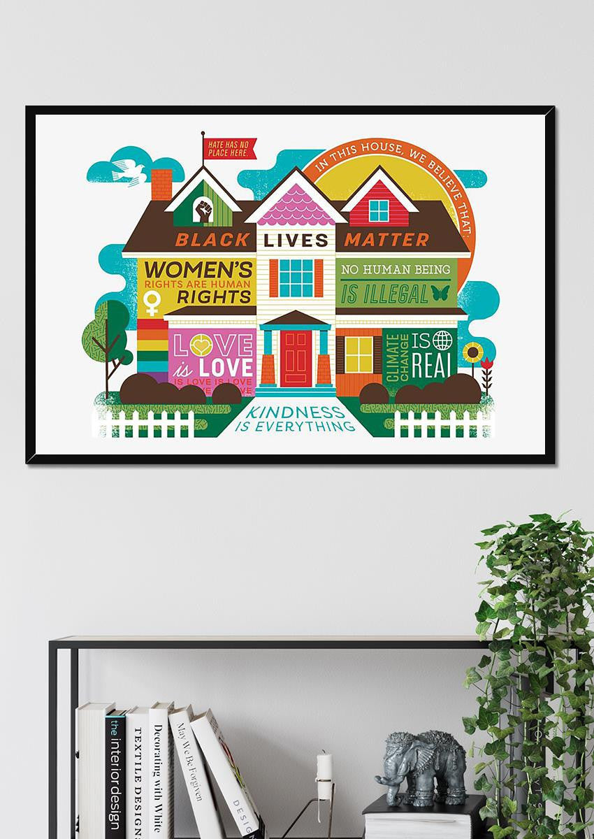 In This House We Believe Teacher Wall Art Gift For Teacher Tutor Framed Prints, Canvas