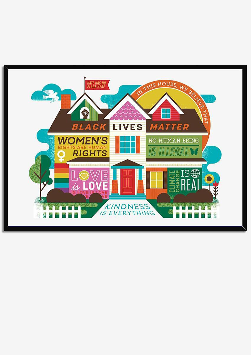 In This House We Believe Teacher Wall Art Gift For Teacher Tutor Framed Prints, Canvas