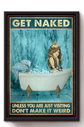 Get Naked Funny Meme Mermaid With Rubber Duck In Bath Gift For Bathroom Decor Housewarming Framed Canvas