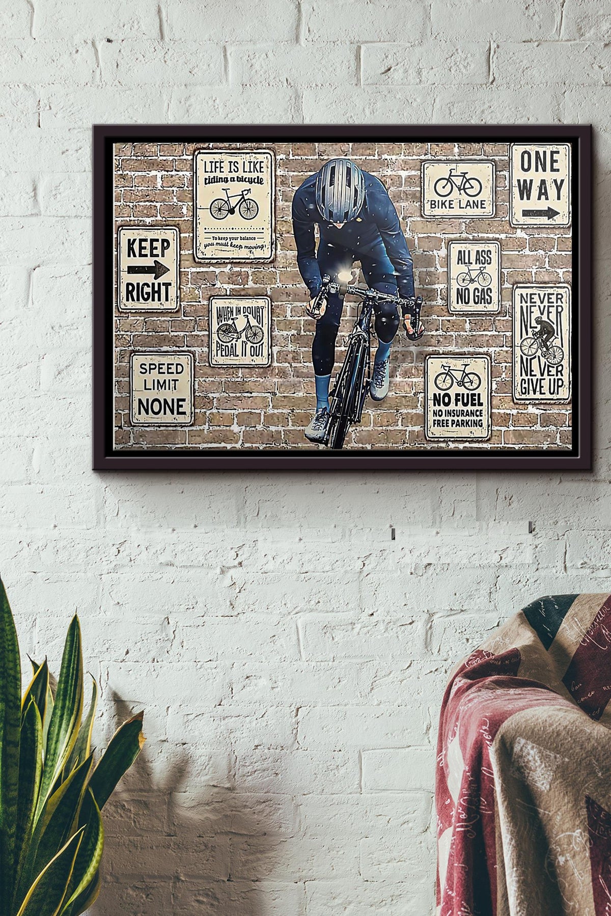 Cycling Keep Right One Way Poster n Framed Matte Canvas